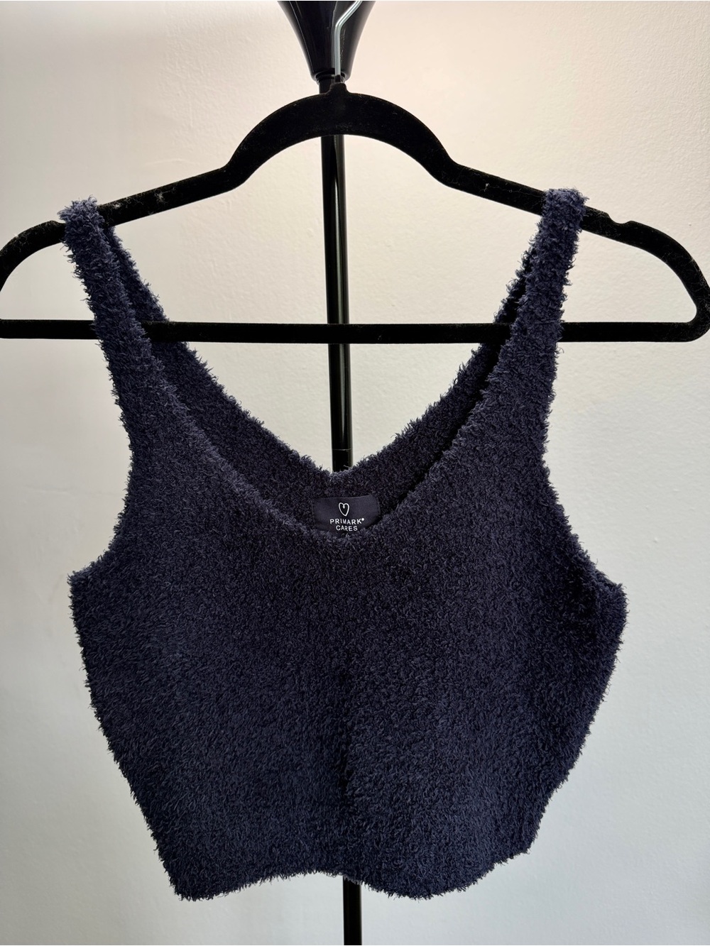 Primark | Navy Fuzzy V-Neck Tank Top | Size Small